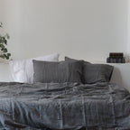 Charcoal French Linen Duvet Cover+2 Pillowcases Set- Plain Dyeing 19