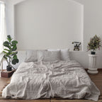 Coffee Striped French Linen Bedding Sets (4 pieces) - Yarn Dyeing