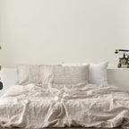 Coffee Striped French Linen Duvet Cover+2 Pillowcases Set - Yarn Dyeing 51