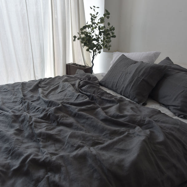 Dark French Linen Bedsheet | Deep Pocket Fitted Sheet