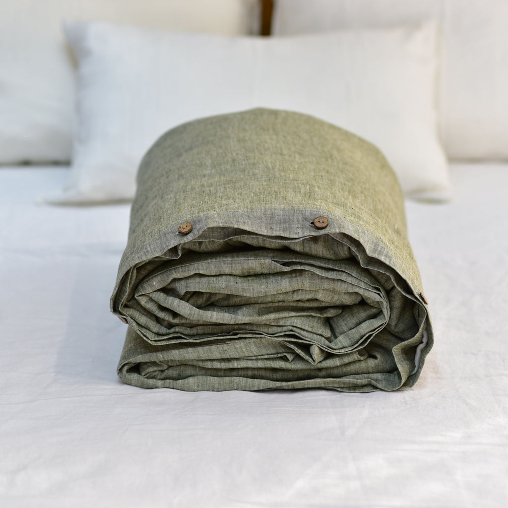 Asparagus French Linen Duvet Cover - Yarn Dyeing 45