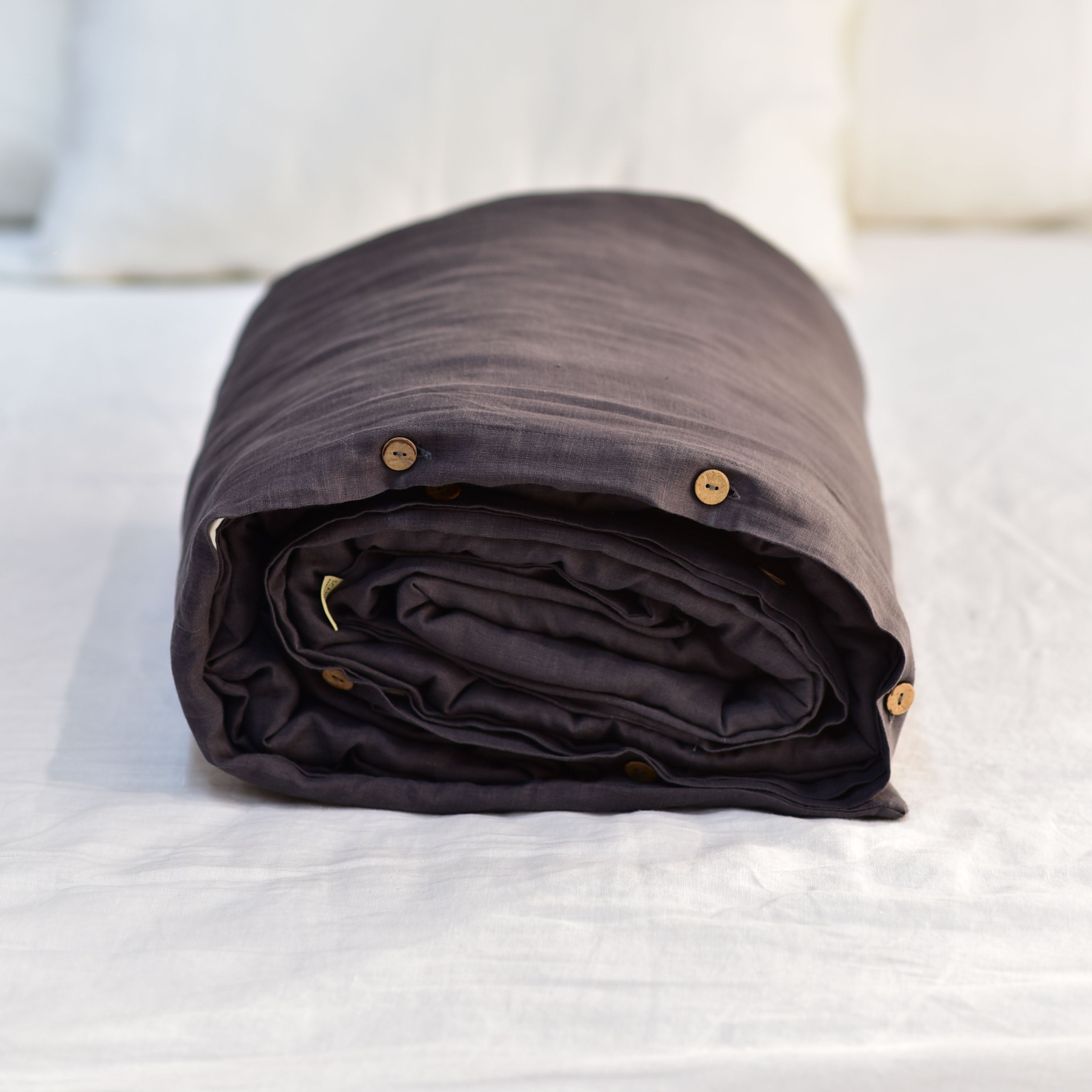 Dark French Linen Duvet Cover - Plain Dyeing 08