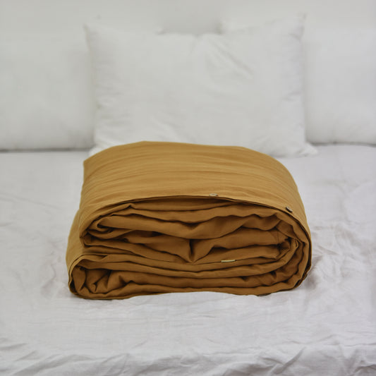 Goldenrod French Linen Duvet Cover - Plain Dyeing 38