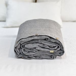Gray French Linen Duvet Cover - Yarn Dyeing 40