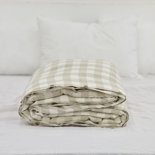 Grid French Linen Duvet Cover - Yarn Dyeing 58