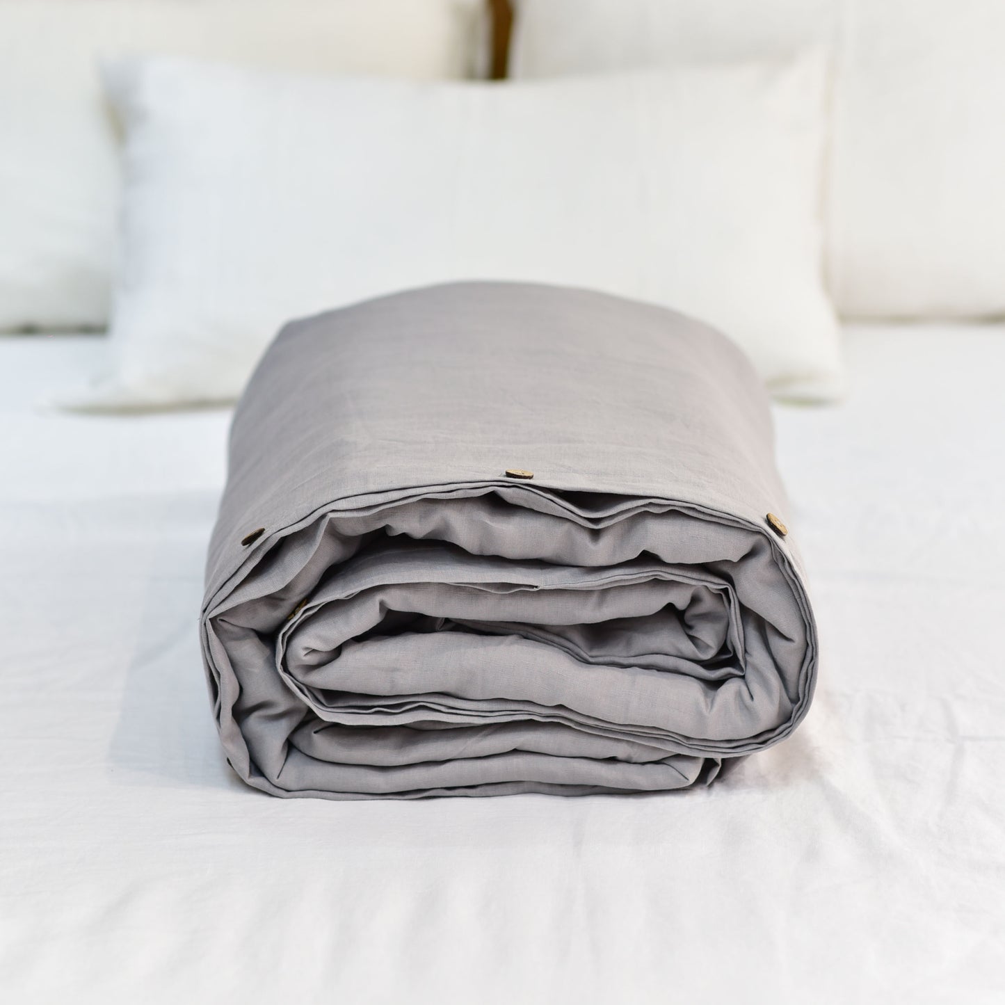 Light Gray French Linen Duvet Cover - Yarn Dyeing 46