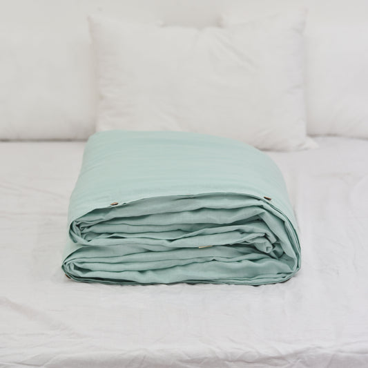 Mint French Linen Duvet Cover - Plain Dyeing 32