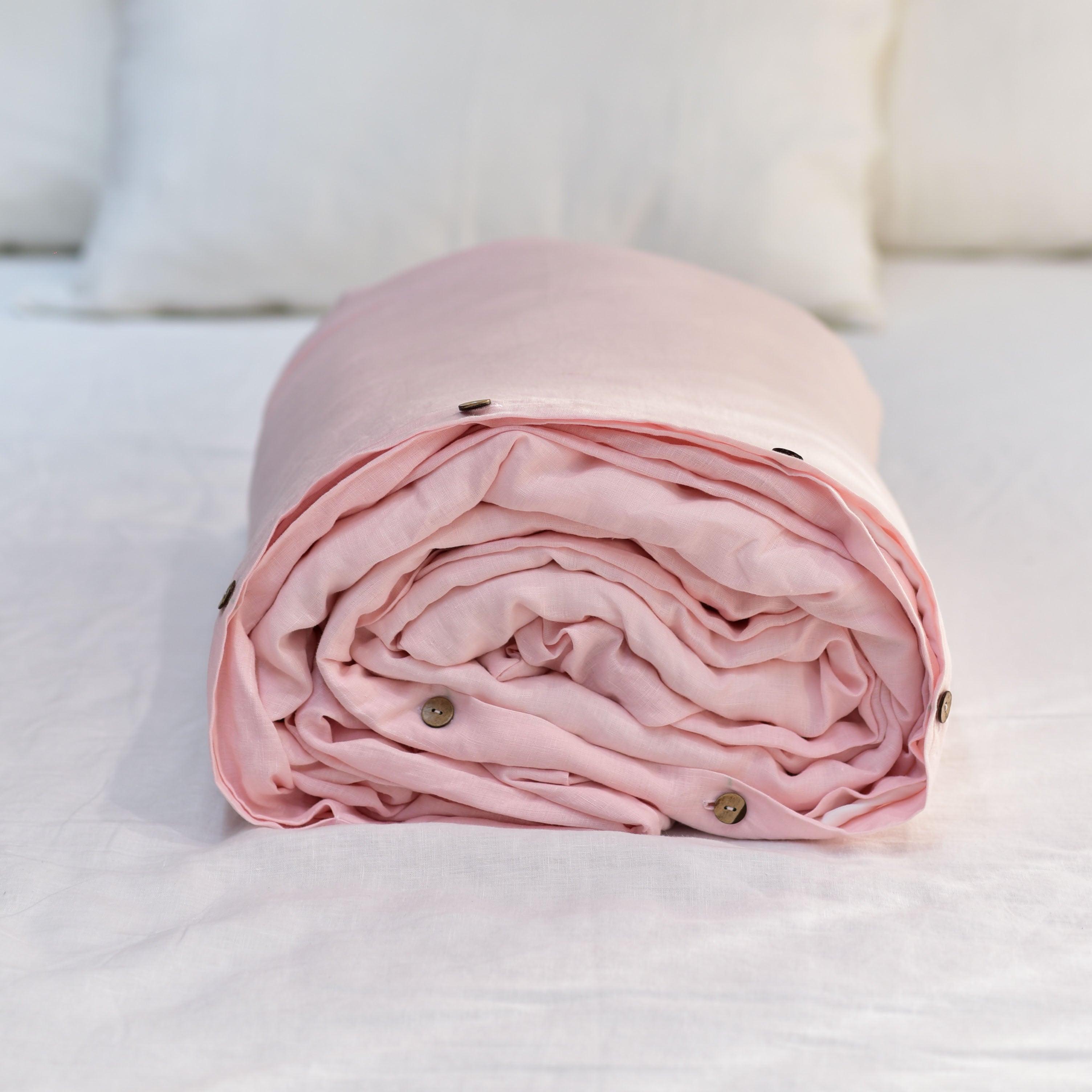 Peach French Linen Duvet Cover - Plain Dyeing 01