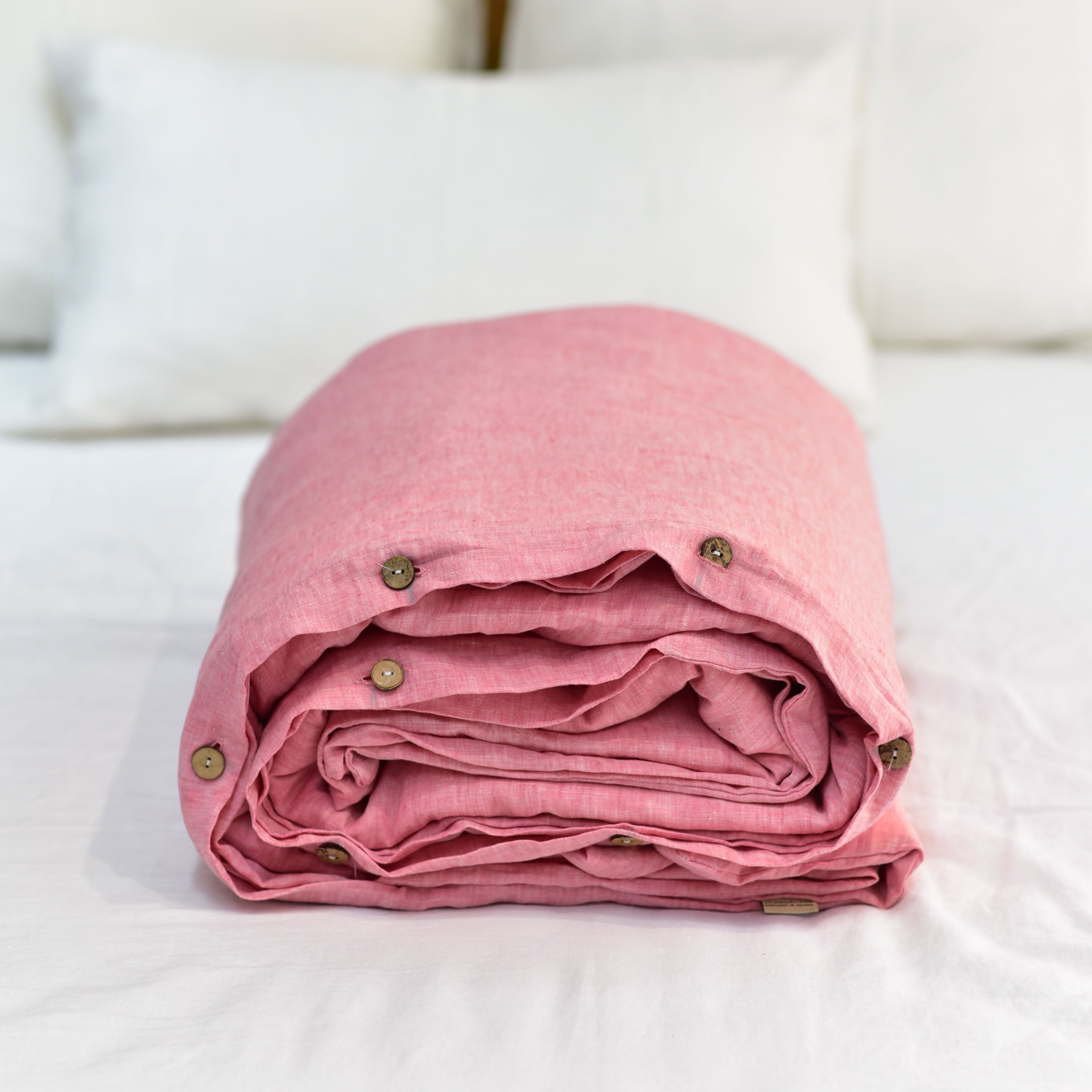 Red Pink French Linen Duvet Cover - Yarn Dyeing 43