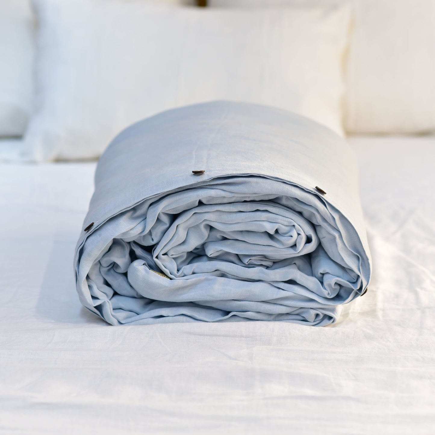 Sky French Linen Duvet Cover - Plain Dyeing 09