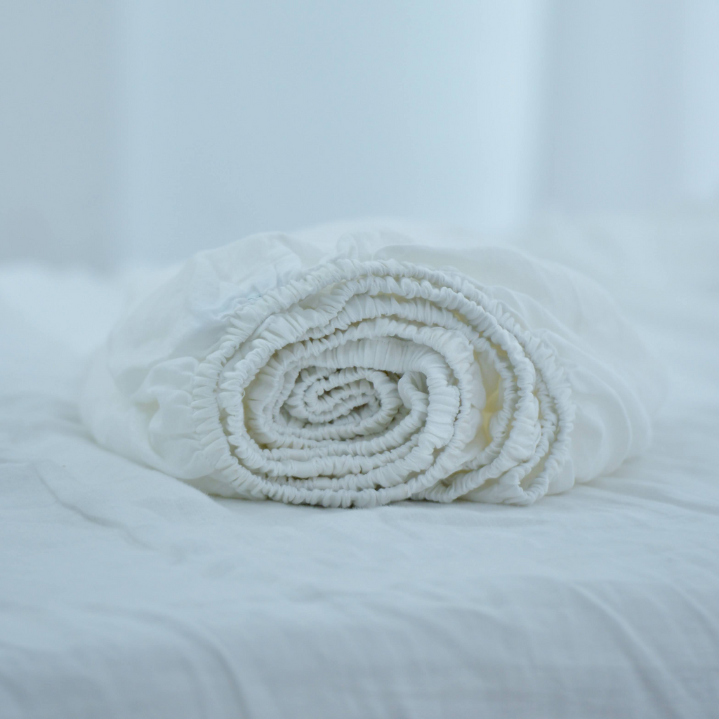 White French Linen Fitted Sheet - Plain Dyeing 05
