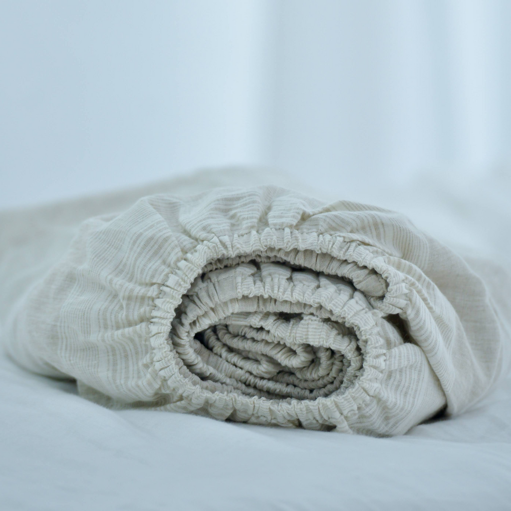 Big Striped French Linen Fitted Sheet - Yarn Dyeing 61