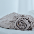 Light Brown French Linen Fitted Sheet - Plain Dyeing 17