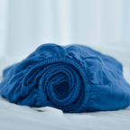 Navy French Linen Fitted Sheet - Plain Dyeing 12