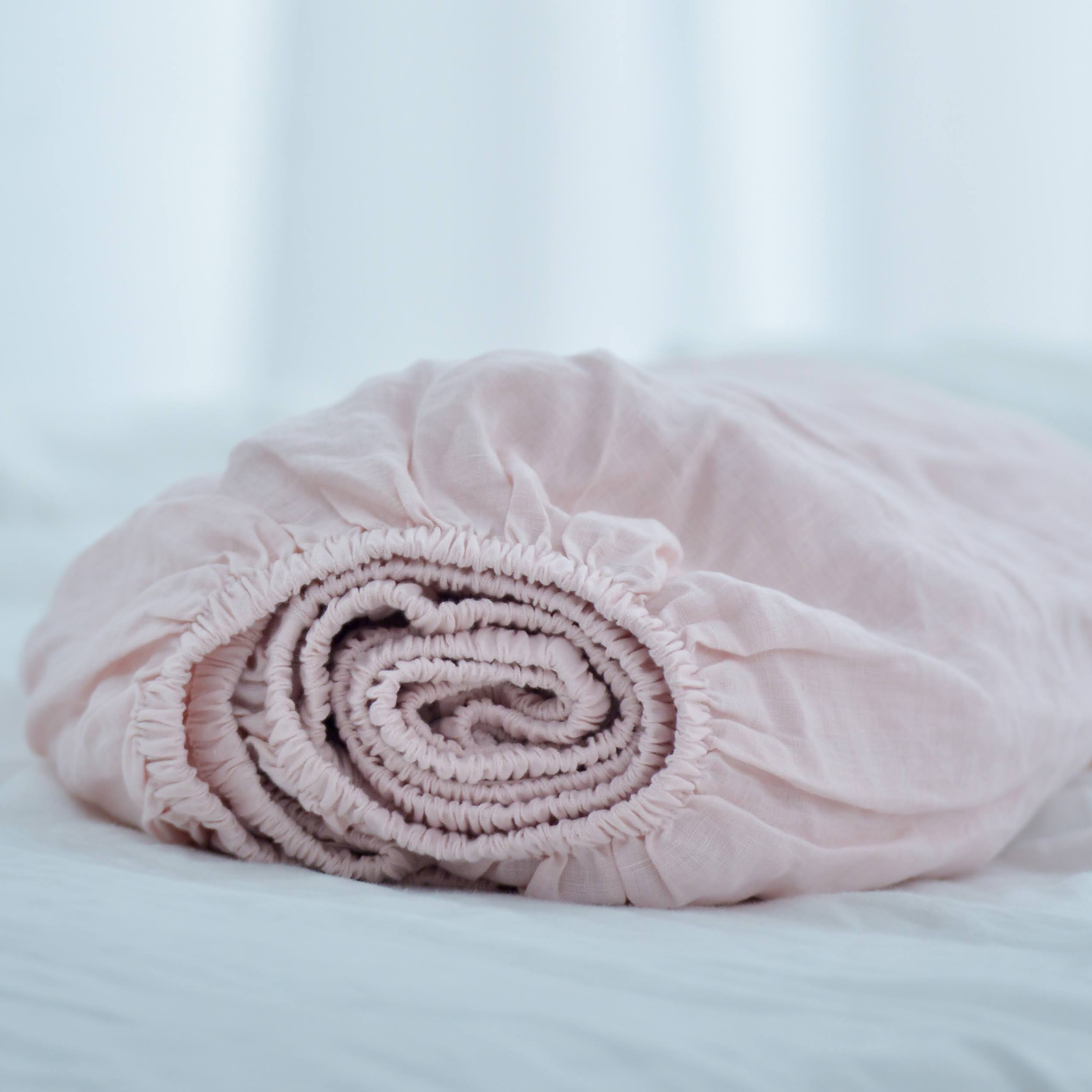 Peach French Linen Fitted Sheet - Plain Dyeing 01