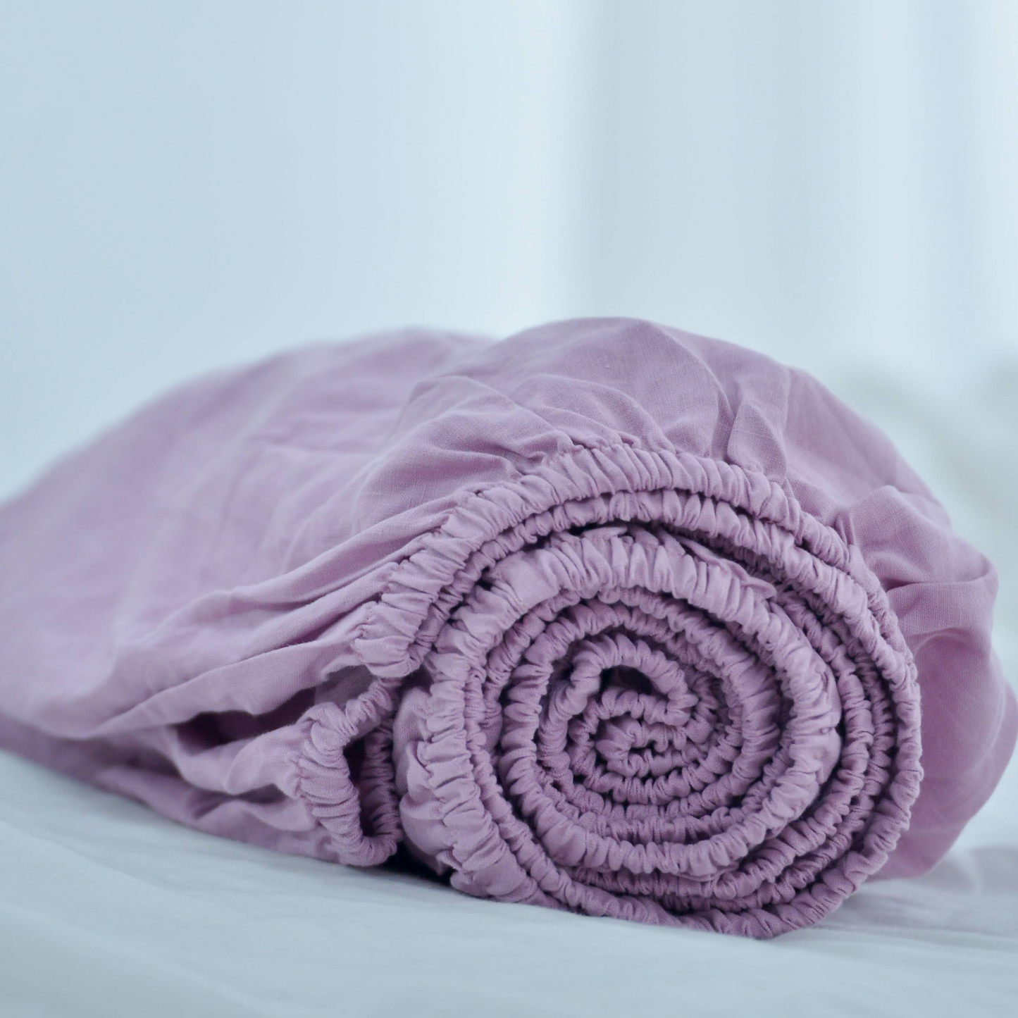 Purple French Linen Fitted Sheet - Plain Dyeing 04