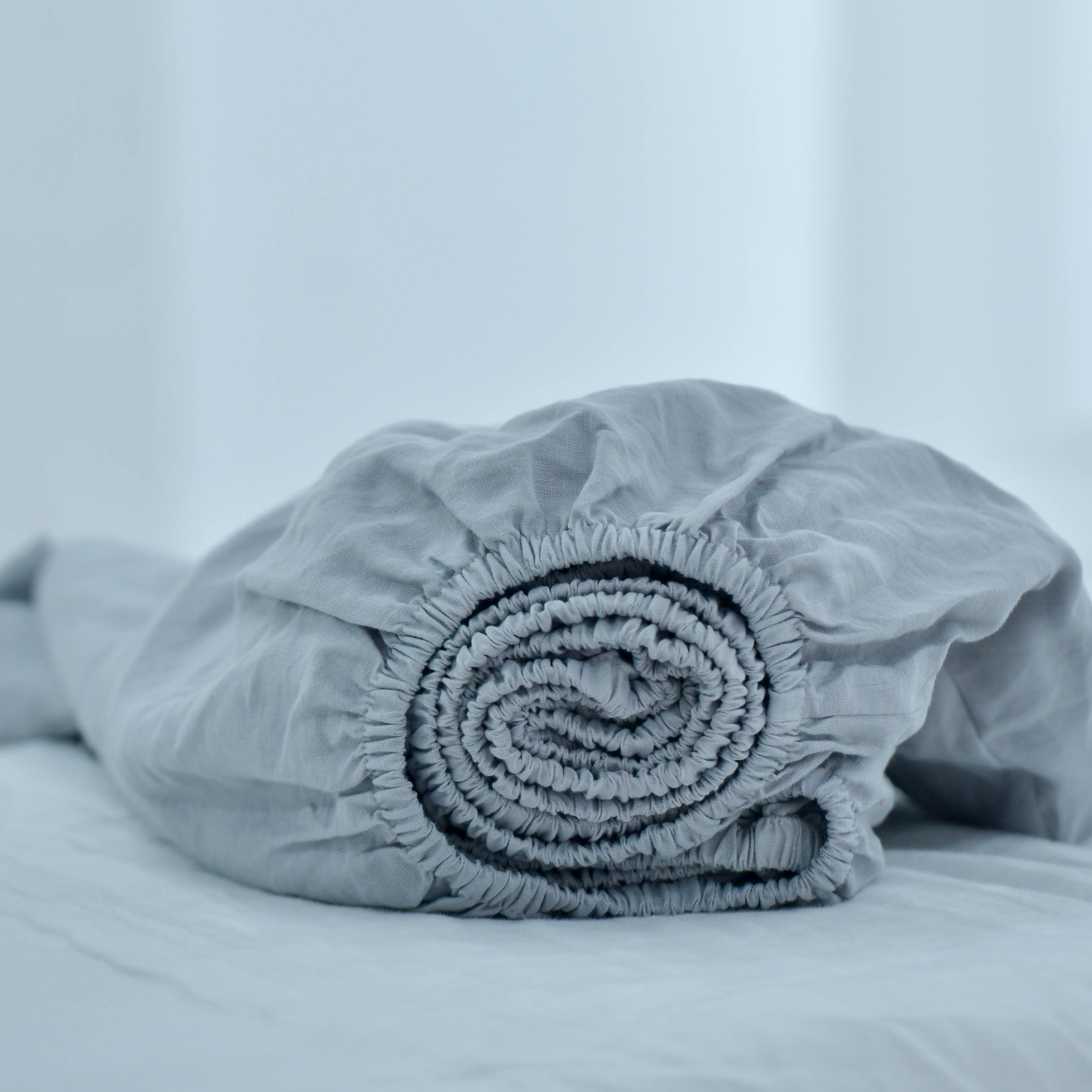 Stone French Linen Fitted Sheet - Plain Dyeing 15