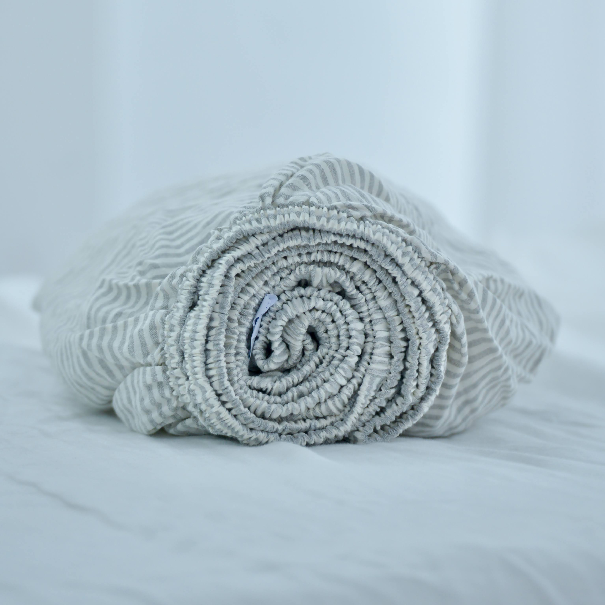 Striped French Linen Fitted Sheet - Yarn Dyeing 49