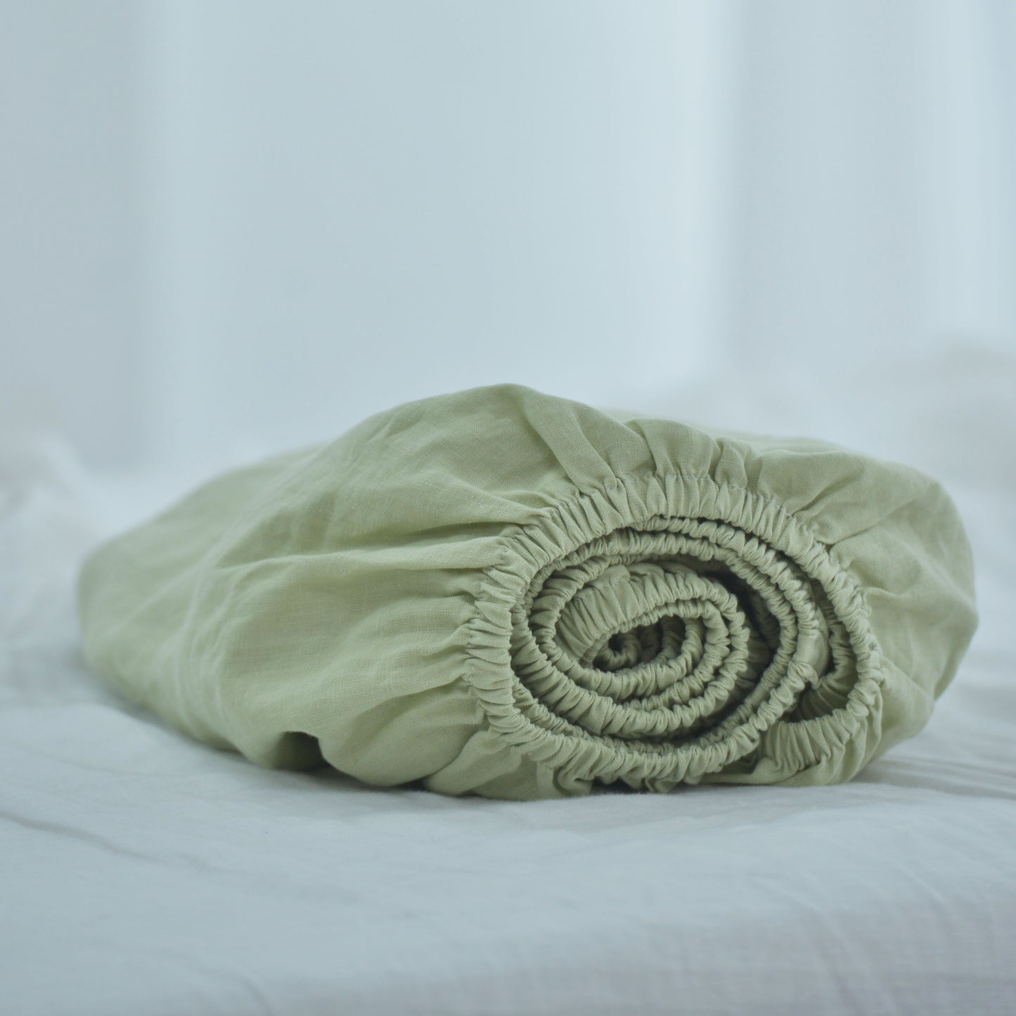Avocado French Linen Fitted Sheet - Plain Dyeing 10