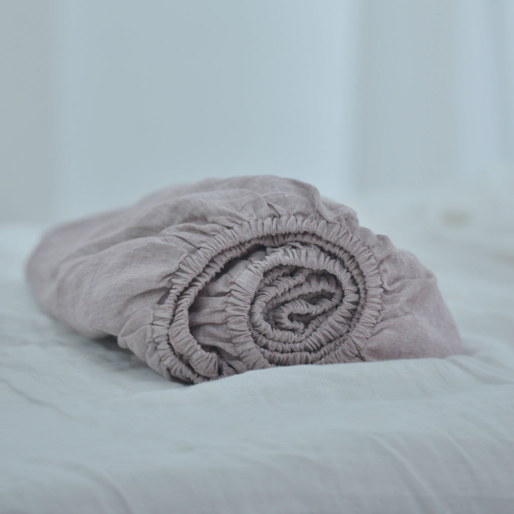 Light Purple French Linen Fitted Sheet - Yarn Dyeing 47
