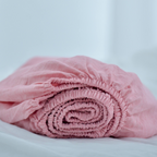Red Pink French Linen Fitted Sheet - Yarn Dyeing 43
