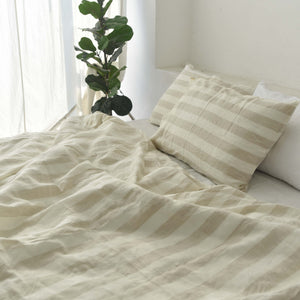 Flax Striped French Linen Bedding Sets (4 pieces) - Yarn Dyeing