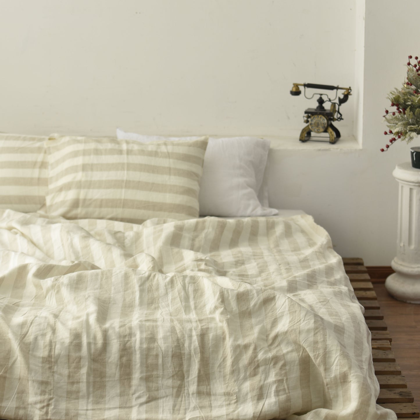 Flax Striped French Linen Pillowcase - Yarn Dyeing 57