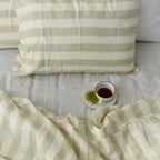 Flax Striped French Linen Duvet Cover+2 Pillowcases Set - Yarn Dyeing 57