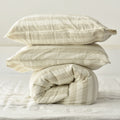 Flax Striped French Linen Duvet Cover+2 Pillowcases Set - Yarn Dyeing 57