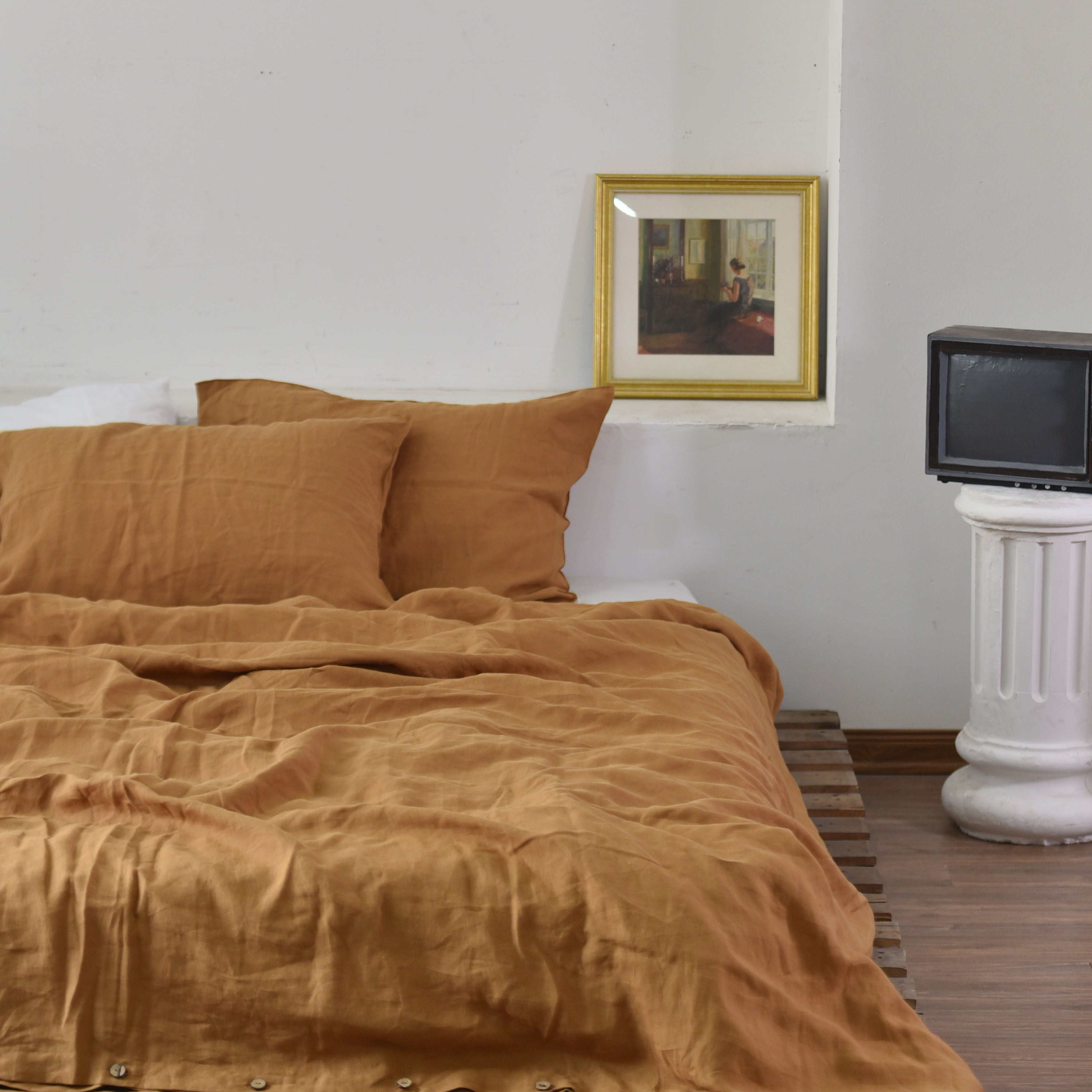 Goldenrod French Linen Pillowcase - Plain Dyeing 38