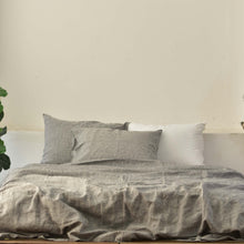 Load image into Gallery viewer, Gray French Linen Duvet Cover+2 Pillowcases Set - Yarn Dyeing 40

