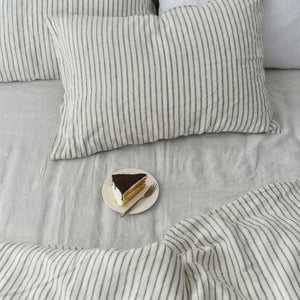 Ivory Striped French Linen Bedding Sets (4 pieces) - Yarn Dyeing