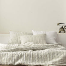 Load image into Gallery viewer, Ivory Striped French Linen Bedding Sets (4 pieces) - Yarn Dyeing
