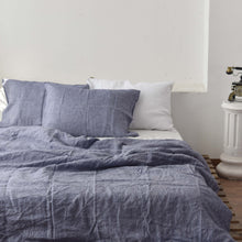 Load image into Gallery viewer, Blue Striped French Linen Bedding Sets (4 pieces)  - Yarn Dyeing

