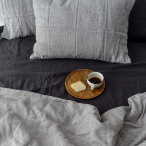 Light Gray French Linen Duvet Cover+2 Pillowcases Set - Yarn Dyeing 46