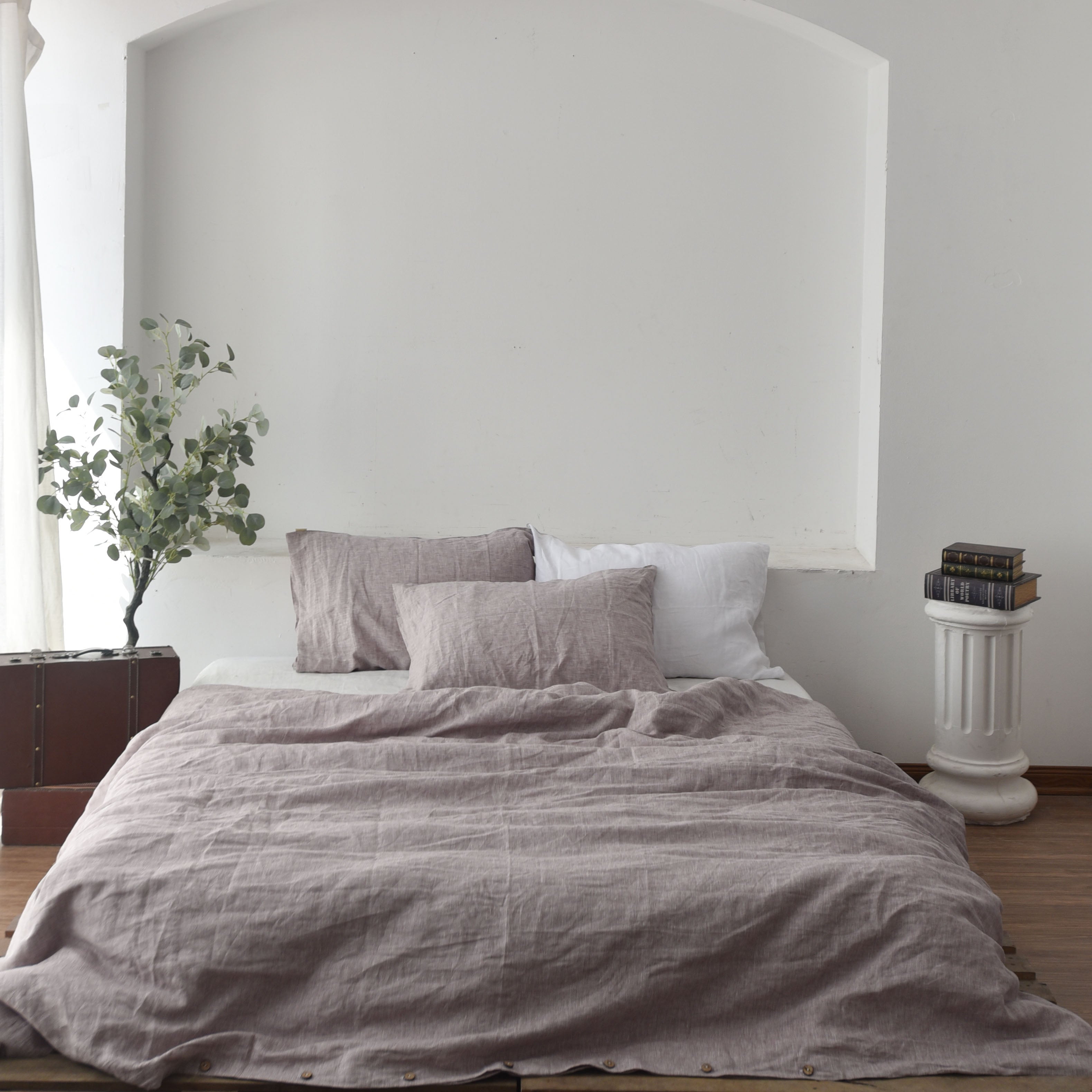 Light Purple French Linen Bedding Sets (4 pieces) - Yarn Dyeing