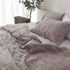 Light Purple French Linen Fitted Sheet + 2 Pillowcases Set - Yarn Dyeing 47