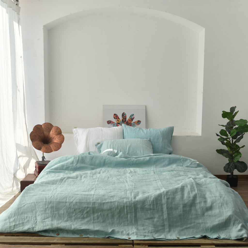 Mint French Linen Bedding Sets (4 pieces) - Plain Dyeing