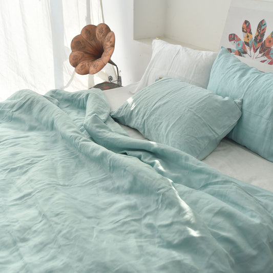 Mint French Linen Duvet Cover - Plain Dyeing 32