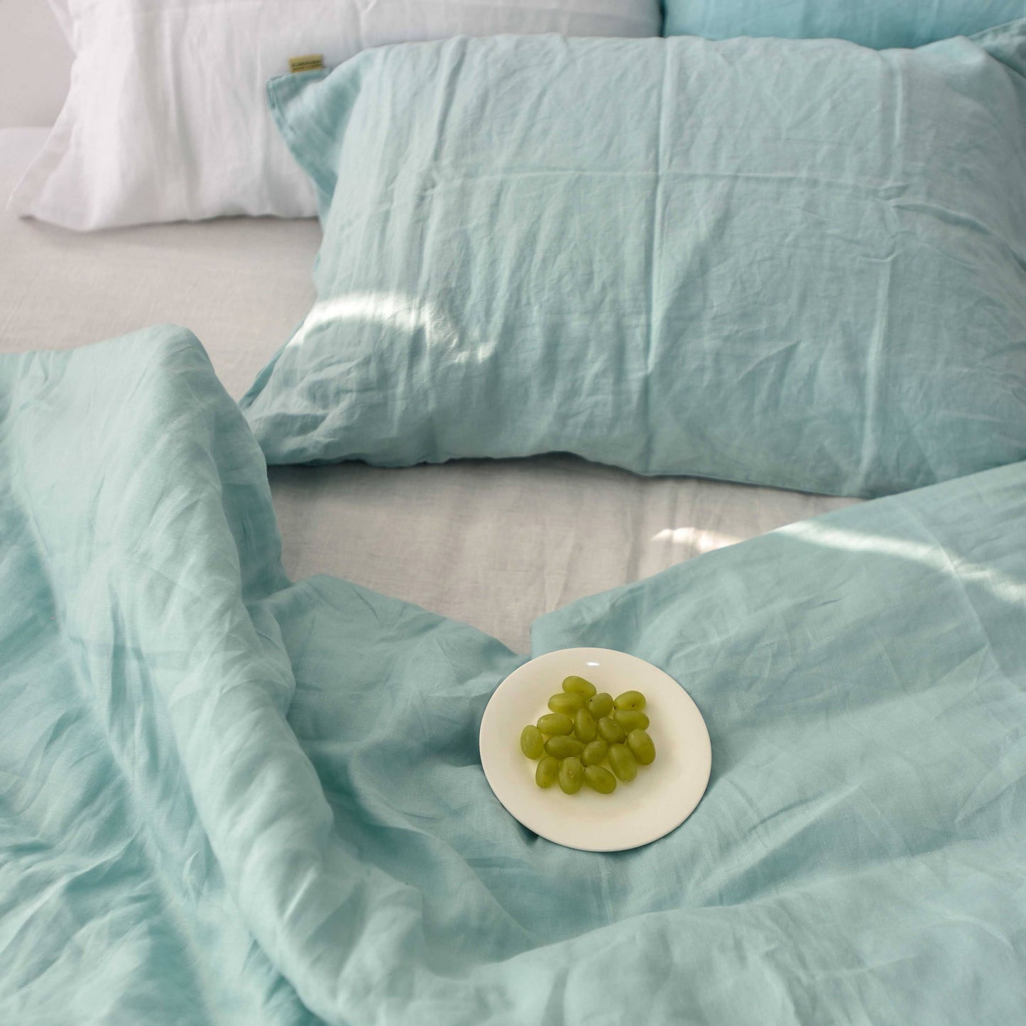 Mint French Linen Bedding Sets (4 pieces) - Plain Dyeing