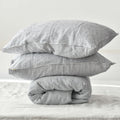 Navy Striped French Linen Duvet Cover+2 Pillowcases Set - Yarn Dyeing 50