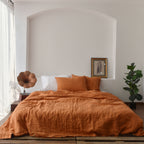 Orange French Linen Duvet Cover - Plain Dyeing 37