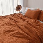 Orange French Linen Duvet Cover - Plain Dyeing 37
