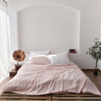 Peach French Linen Bedding Sets (4 pieces)  - Plain Dyeing