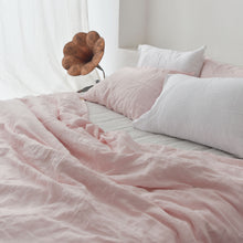 Load image into Gallery viewer, Peach French Linen Duvet Cover+2 Pillowcases Set- Plain Dyeing 01

