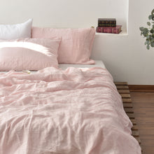 Load image into Gallery viewer, Peach French Linen Fitted Sheet + 2 Pillowcases Set - Plain Dyeing 01
