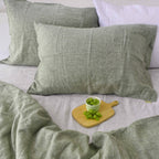Asparagus French Linen Fitted Sheet - Yarn Dyeing 45