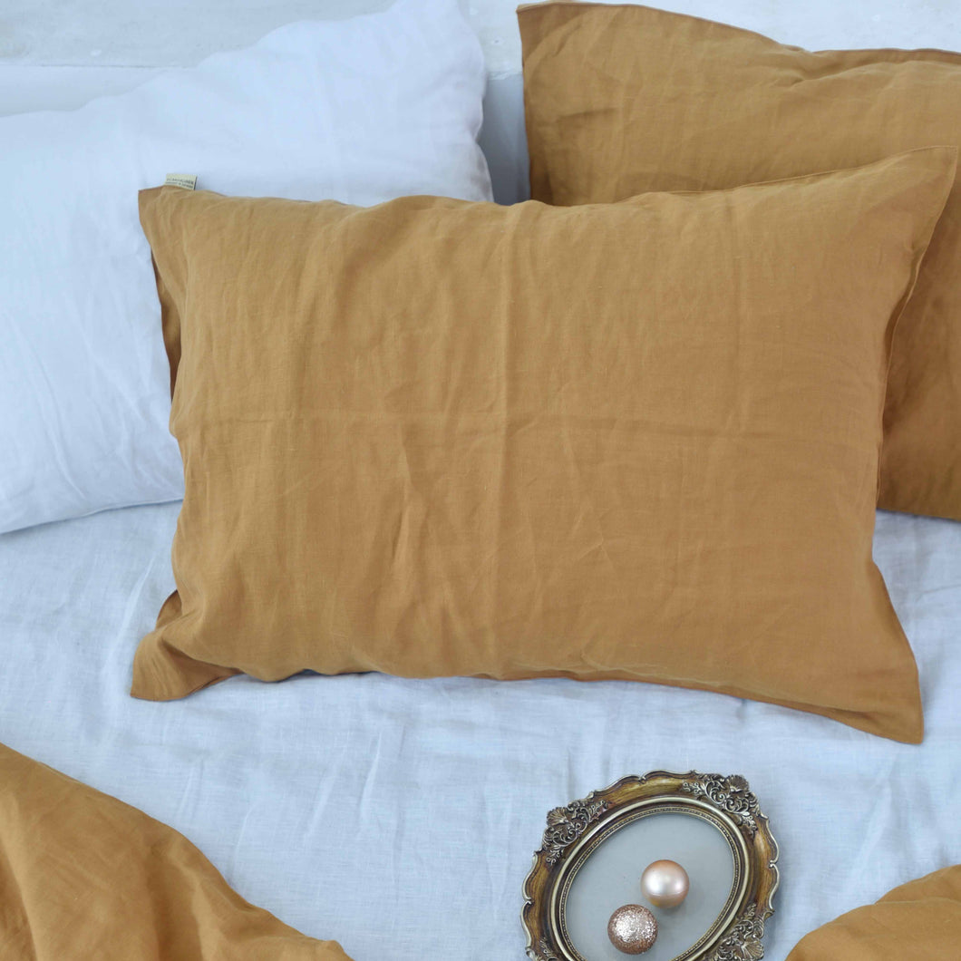 Goldenrod French Linen Pillowcase - Plain Dyeing 38