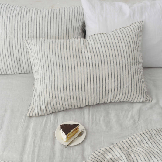 Ivory Striped French Linen Pillowcase - Yarn Dyeing 64