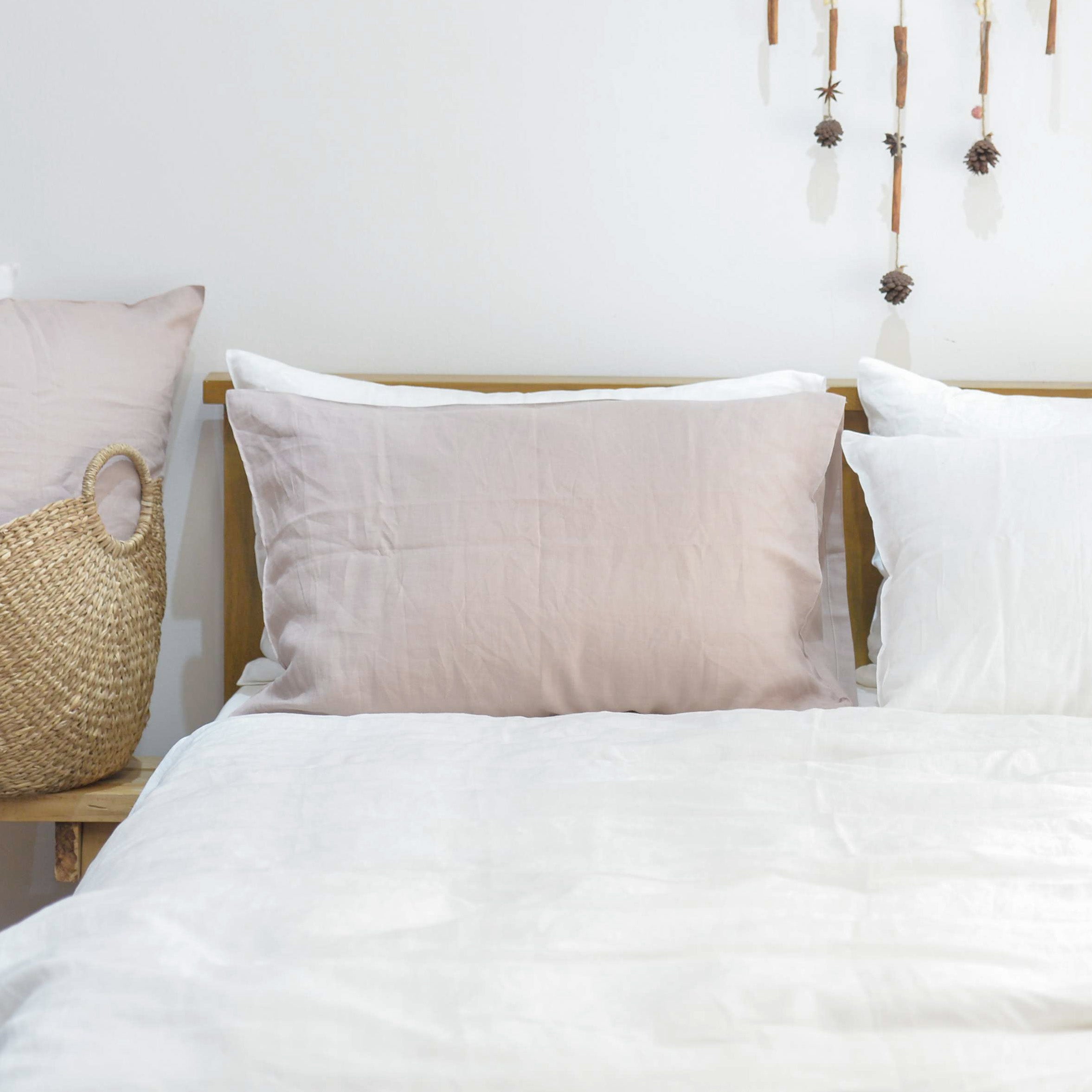 Light Brown French Linen Pillowcase - Plain Dyeing 17